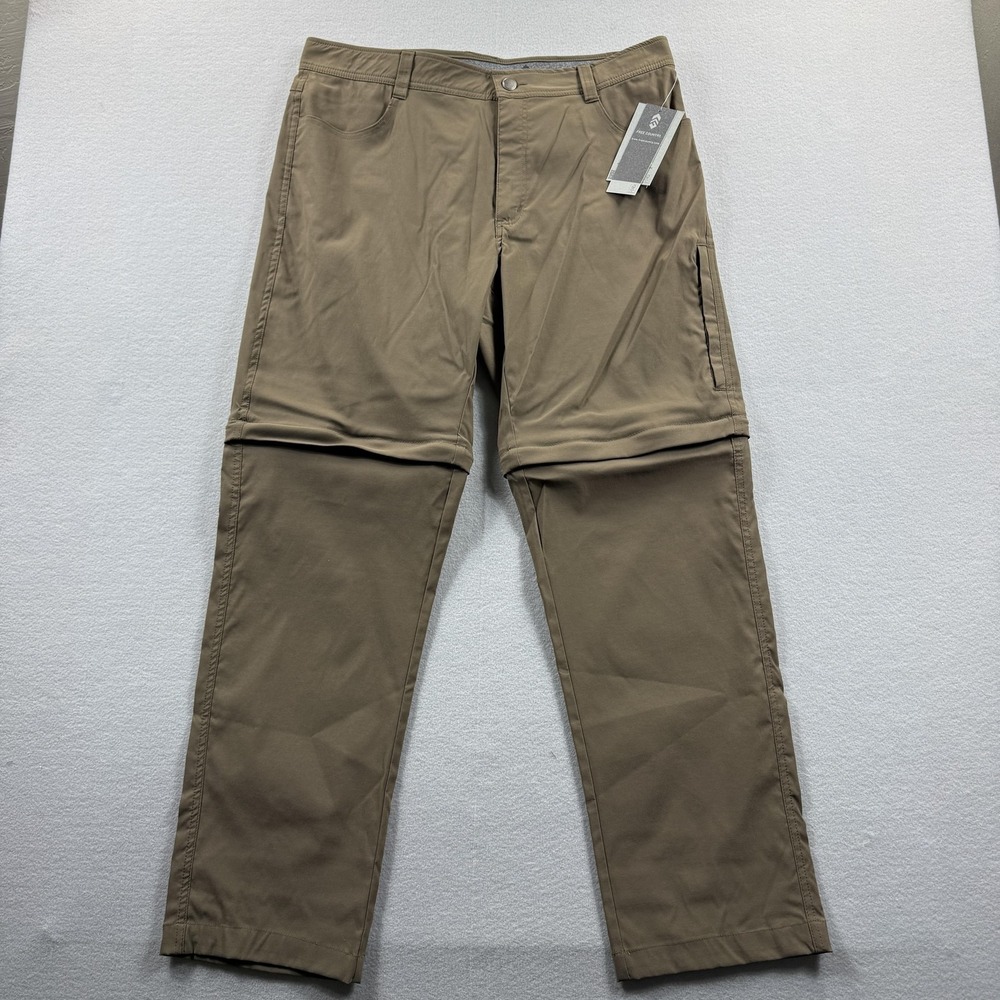 Free Country Pants‎ Mens 38x32 Brown Khaki Convertible Hiking Zip Pocket Stretch